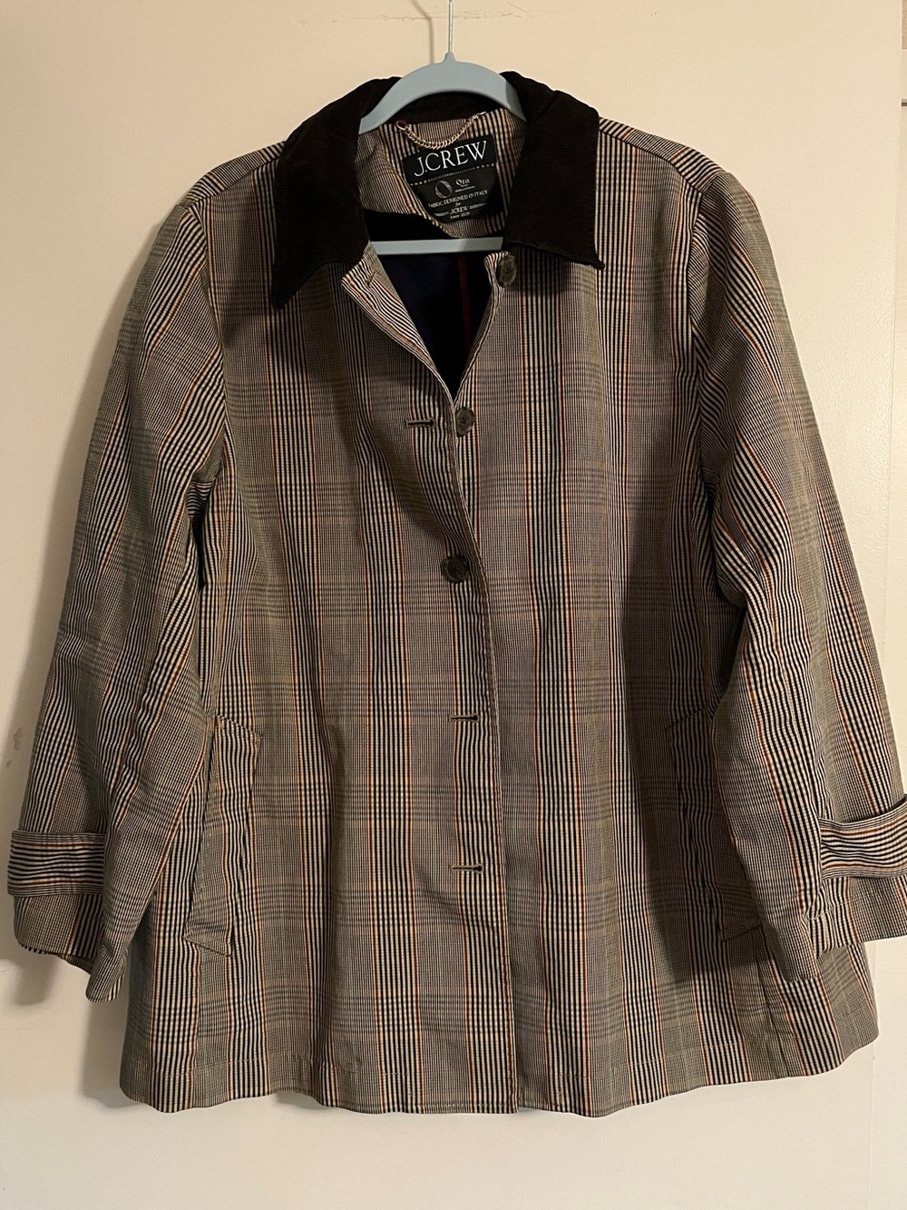 J. Crew Plaid Barn Coat with Corduroy Collar - Picture 2 of 7